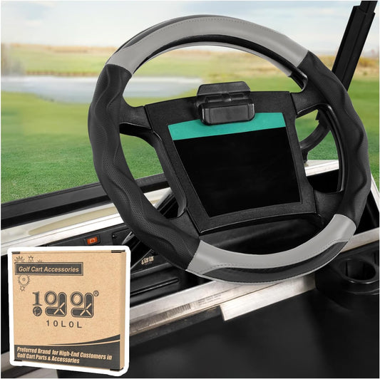 10L0L Golf Cart Steering Wheel Cover for Yamaha, Club Car DS & Precedent, 14 Inch Black Gray