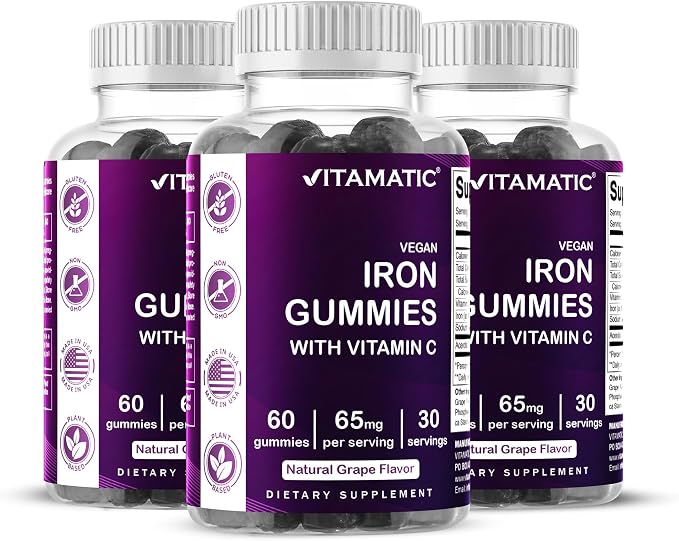 Vitamatic Iron 65 mg Gummies Supplement by Vitamatic