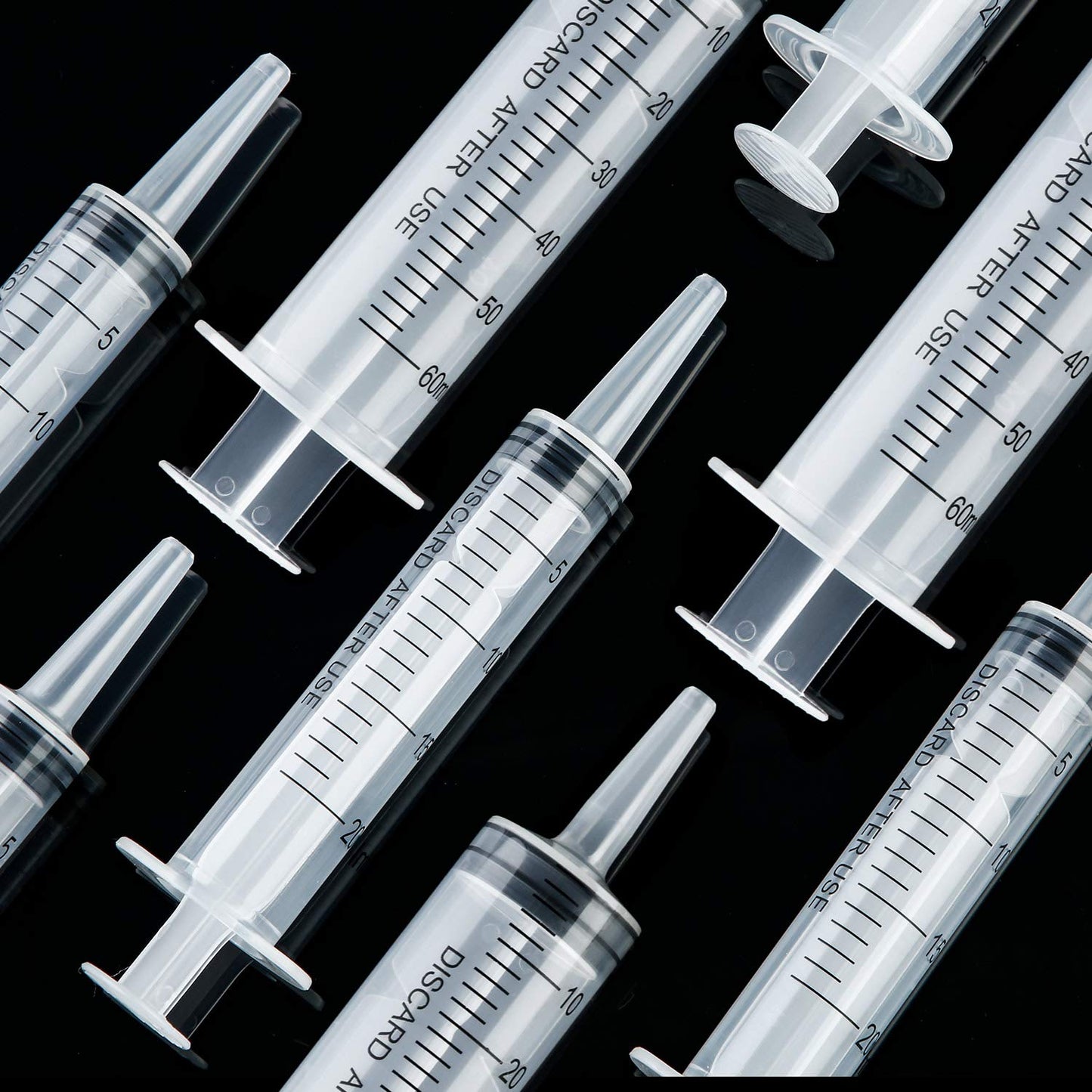 10 Pack Plastic Syringe Liquid Measuring Syringes Without Needle for Epoxy Resin, Craft, Scientific Labs, Feeding Pets Animals, Oil or Glue Applicator (20 ML, 60 ML)