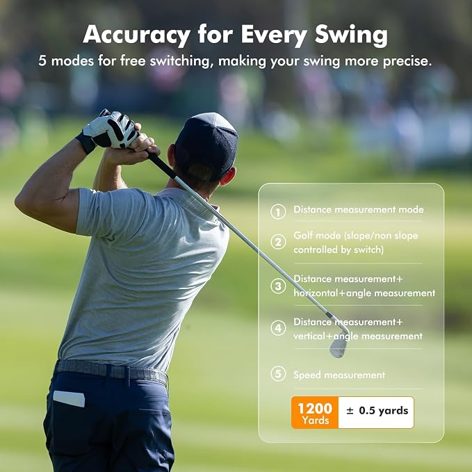 LAZYCAT Golf Rangefinder with Slope, 1200 Yards Laser Range Finder Golfing - Image 3
