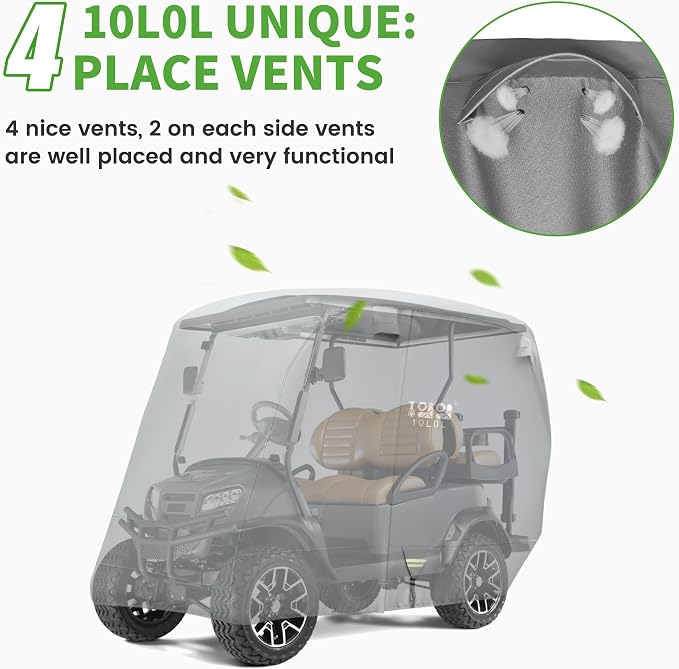 10L0L Heavy Duty 650D Golf Cart Cover - Image 6