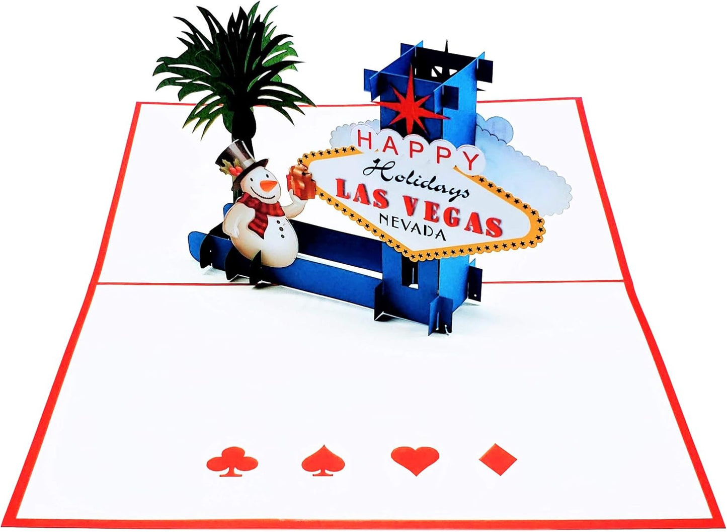 iGifts And Cards Las Vegas Christmas 3D Pop Up Greeting Card – Happy Holidays, Feliz Navidad, Snowman, Celebration, Unique, Vacation, Unusual, Joy