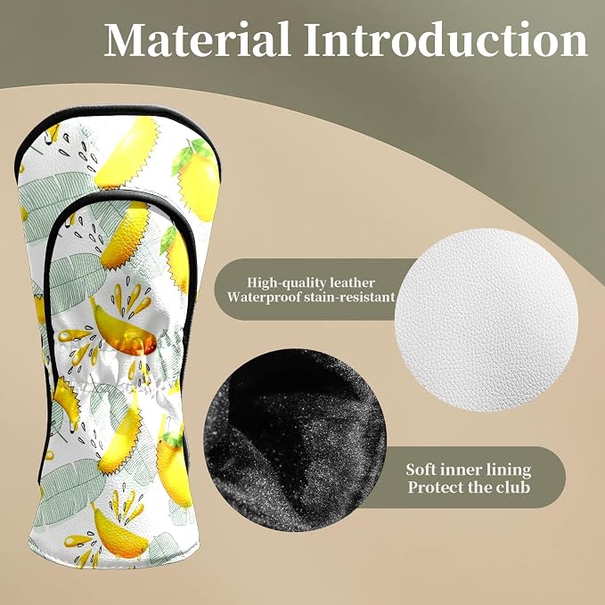 Premium Leather Golf Club Headcovers, Mango Pattern Fits Driver Hybrid Fairway - Image 4