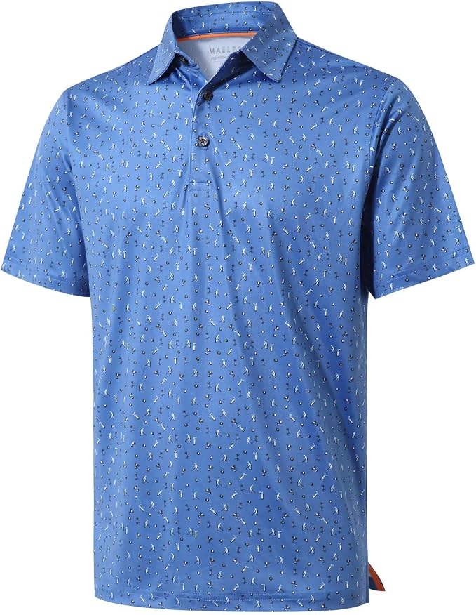 Golf Shirts for Men Dry Fit Short Sleeve Print Performance Moisture Wicking by MAELREG