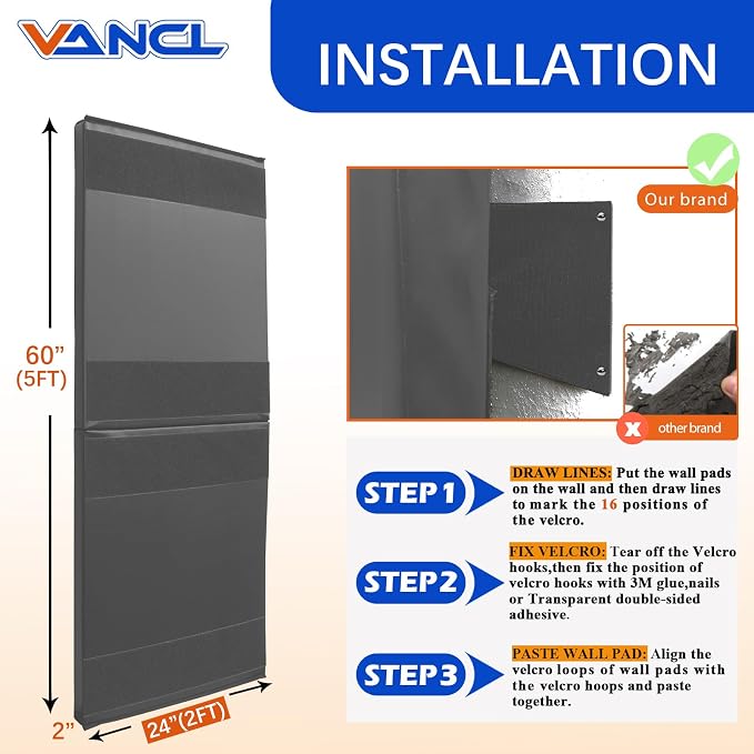 Gym Padding Wall Pads for Gym Wall Mats Basketball Wall Padding 2" Thick Foam - Image 2
