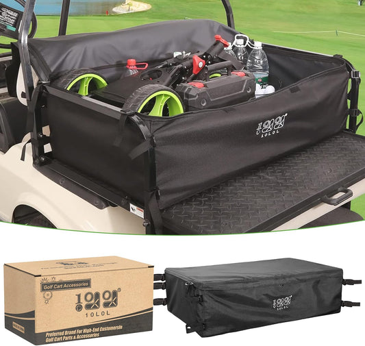 10L0L 4-Passenger Golf Cart Storage Bag, 800D PVC Dustproof Rear Bench Bag for Yamaha, EZGO, Club Car, No Drilling Required, Grocery Organizer with Secure Buckles