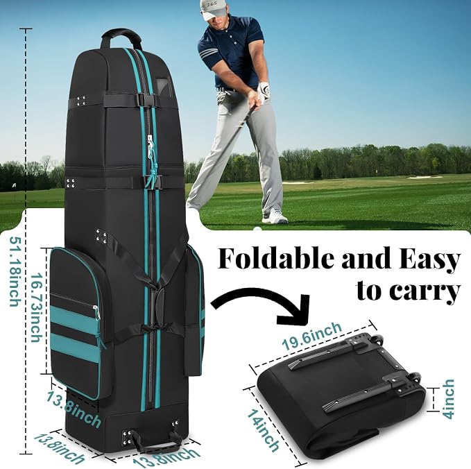 Golf Travel Bag with Wheels, Outdoors Heavy Duty 900D Polyester Waterproof - Image 2
