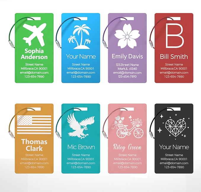 Personalized Metal Luggage Tags, Custom Suitcase Aluminum Name Tags - Image 3