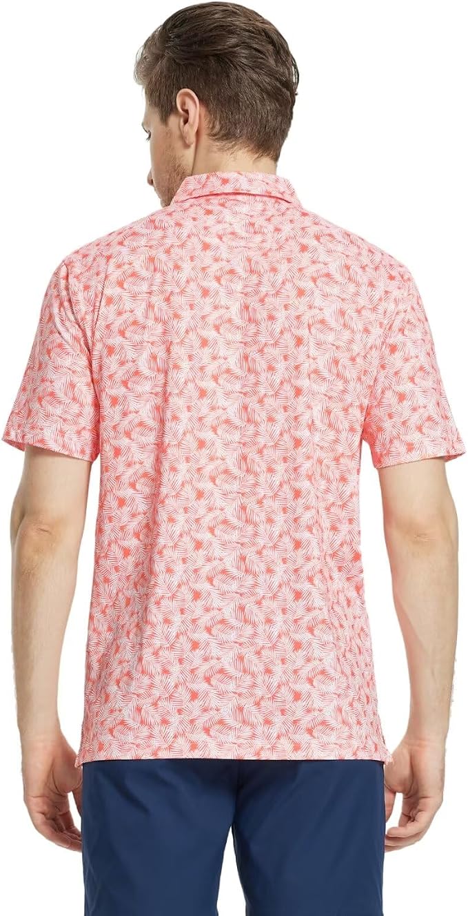 M MAELREG Mens Golf Shirt Short Sleeve Dry Fit Print Moisture Wicking - Image 4