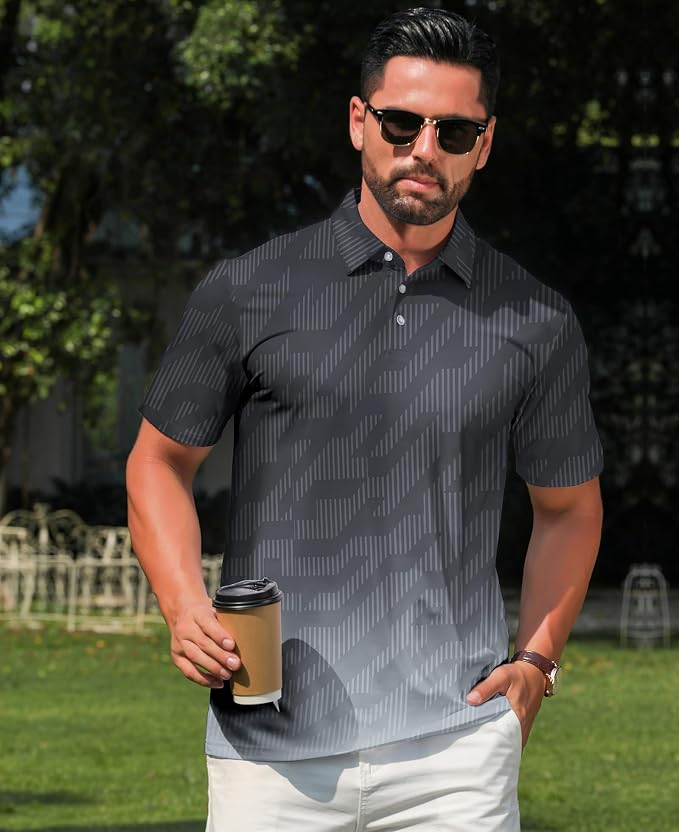 zeetoo Men's Polo Shirts Hawaiian Golf Polos Shirts Short Sleeve Performance - Image 2