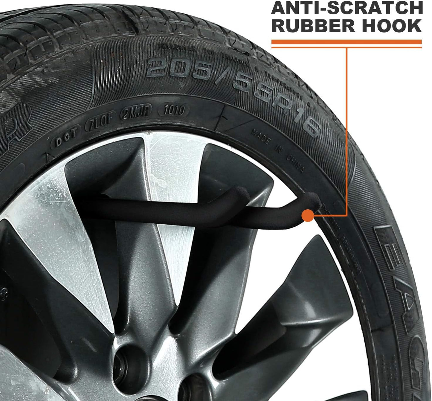 Heavy Duty Garage Tires Hooks Wall Mounted Hanger Tool Organizer Rack Hardware Steel Metal Multi-Tools Storage Utility Hooks with Screws and Anchors(4, Black)