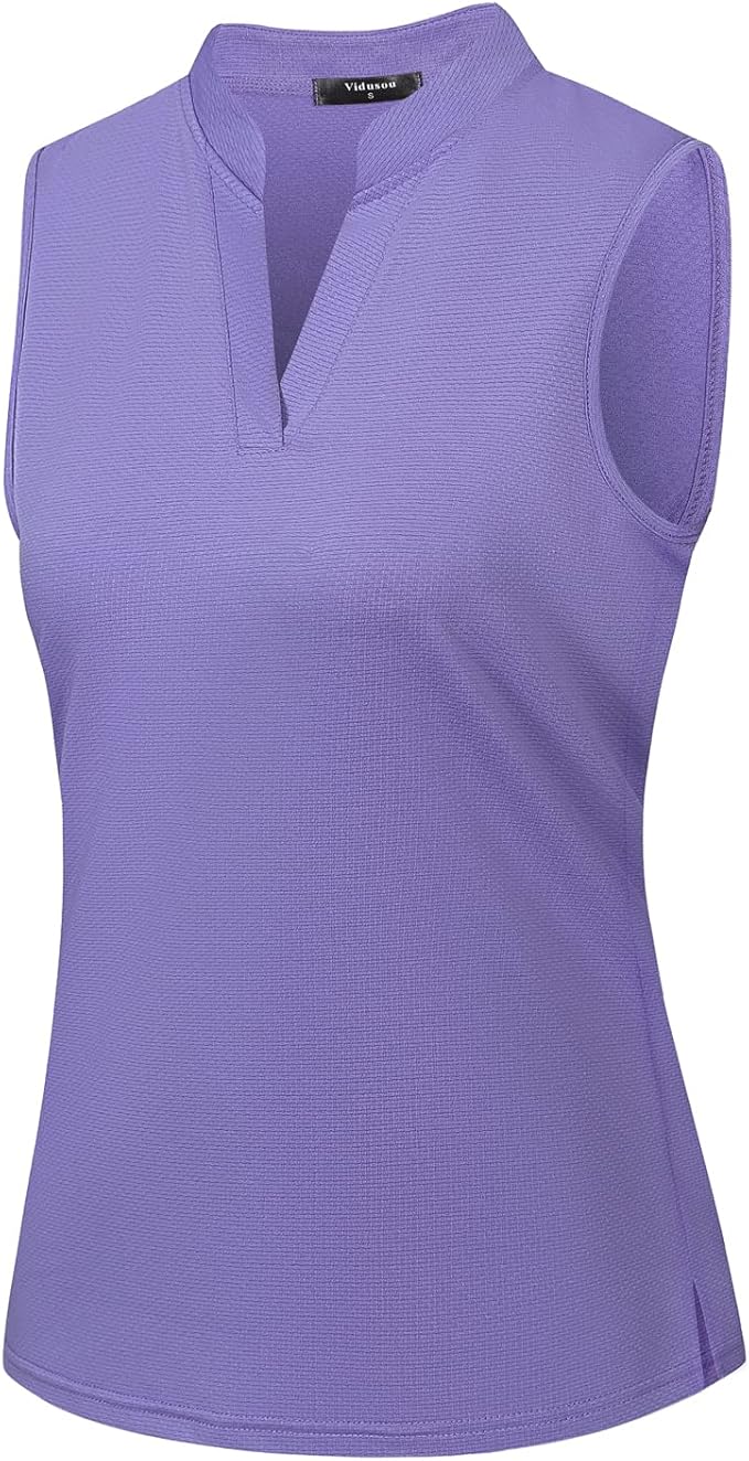 Womens Sleeveless Golf Polo Shirts Lightweight Tennis Sport Tops by Vidusou