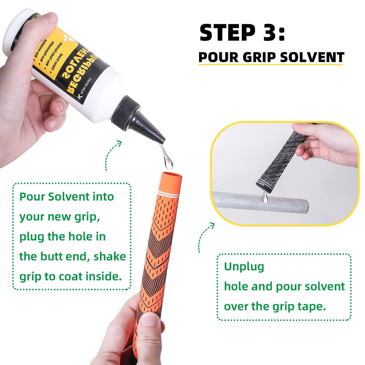 15 Professional Golf Grip Tape Strips - 2"x10" Pre-Cut Solvent Activated Double Sided Adhesive Strips for Regripping Golf Clubs, Residue-Free Removal for All Shaft Types