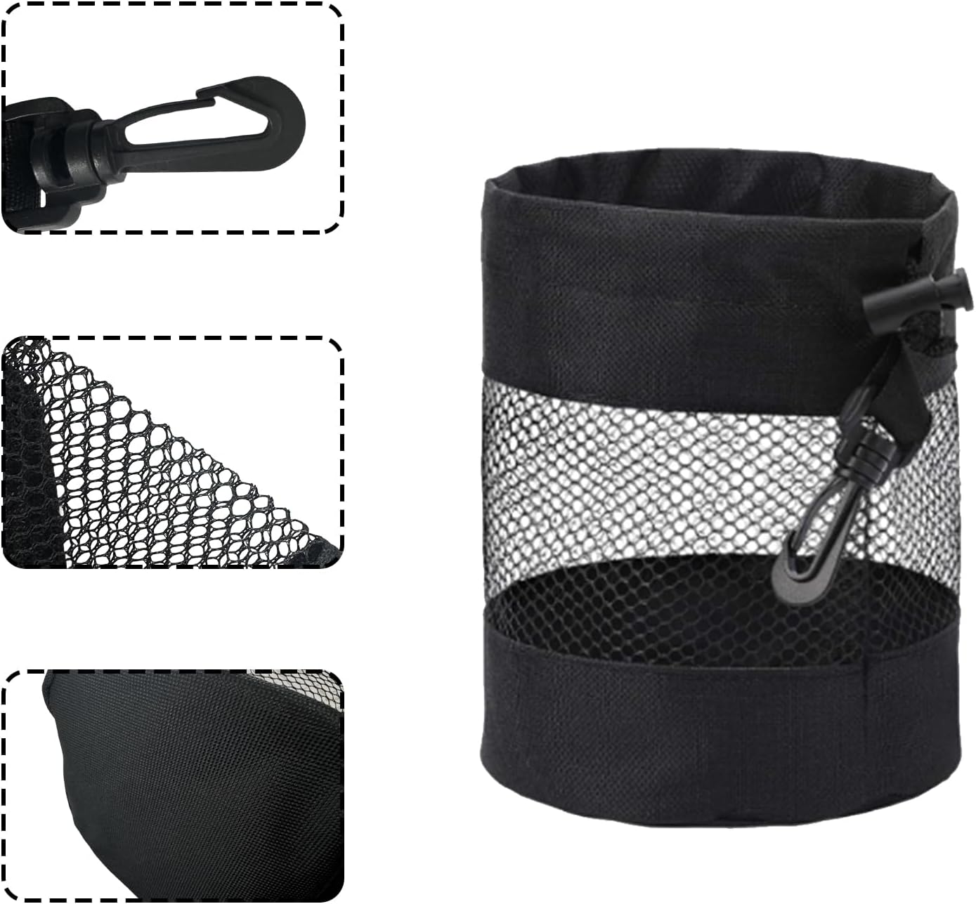2 Pcs Golf Ball Storage Bag Premium Nylon Mesh Drawstring Pouch, Multi-Purpose Organizer for Storing Golf Balls (Black)