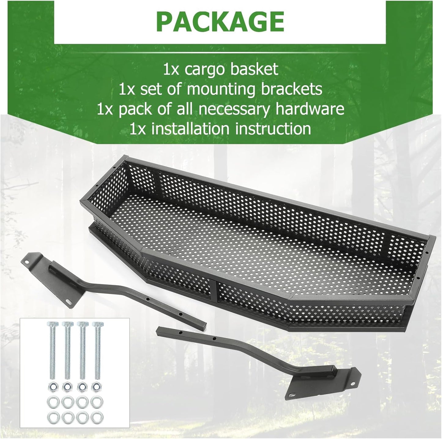 HECASA Black Front Clay Outer Cargo Basket w/Mounting Brackets Compatible with Club Car DS Golf Cart Gas & Electric Models (Hardware Included)