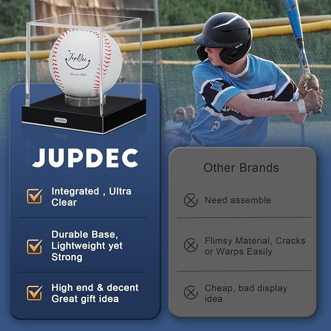 JupDec Baseball Display Case, UV Protected Autograph Stand Box - Image 6