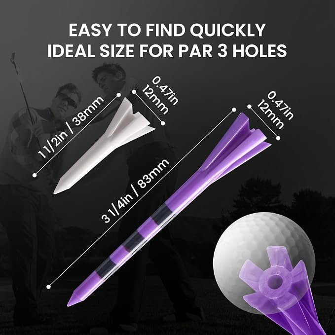 FINGER TEN Unbreakable Golf Tees Plastic 80 3 1/4" or 2 3/4" Driver Tees - Image 6