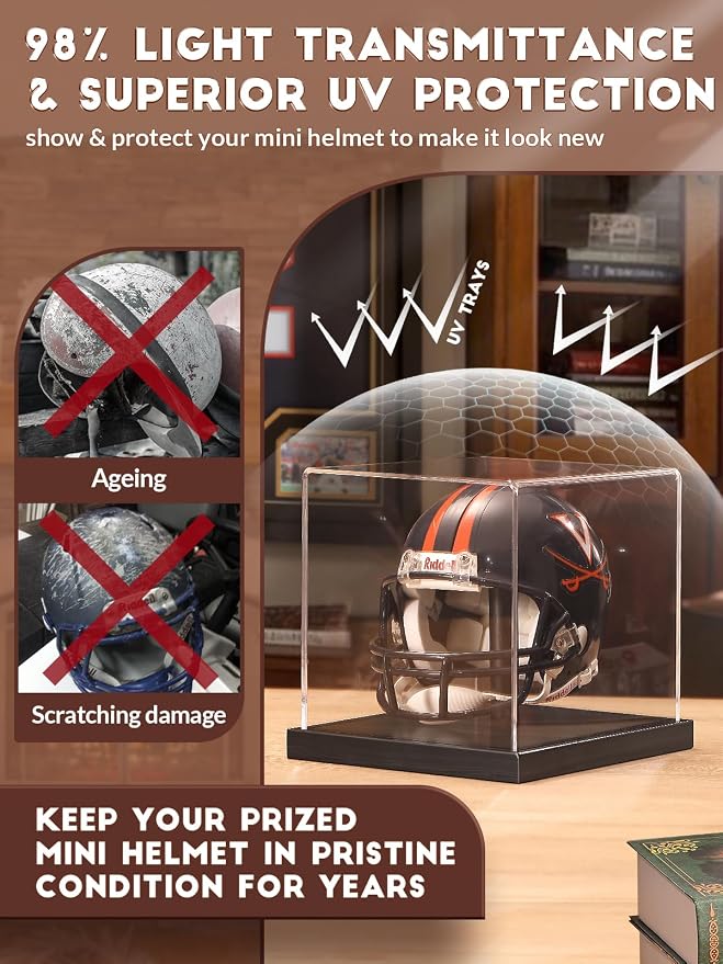 Clear Acrylic Mini Helmet Display Case, Protective Sports Memorabilia Storage - Image 4