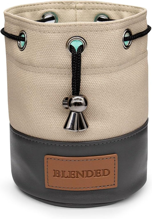 Golf Valuables Pouch,Bucket Waist Design Golf Pouch Bag with Drawstrings Golf Tee Bag Pouch Leather for Men Women Khaki