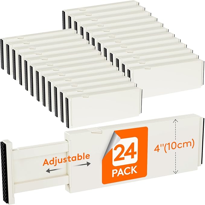 Lifewit 24 Pack Drawer Dividers 4" High, 11-17" Adjustable Dresser Drawer by Lifewit