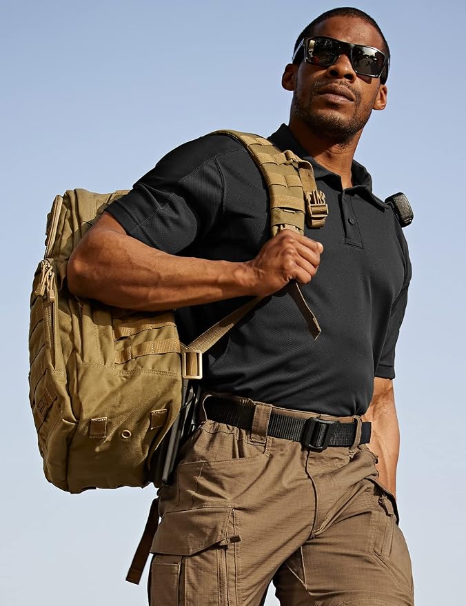 CQR Men's Polo Shirts, Tactical Short Sleeve Golf Performance Shirts, - Image 5