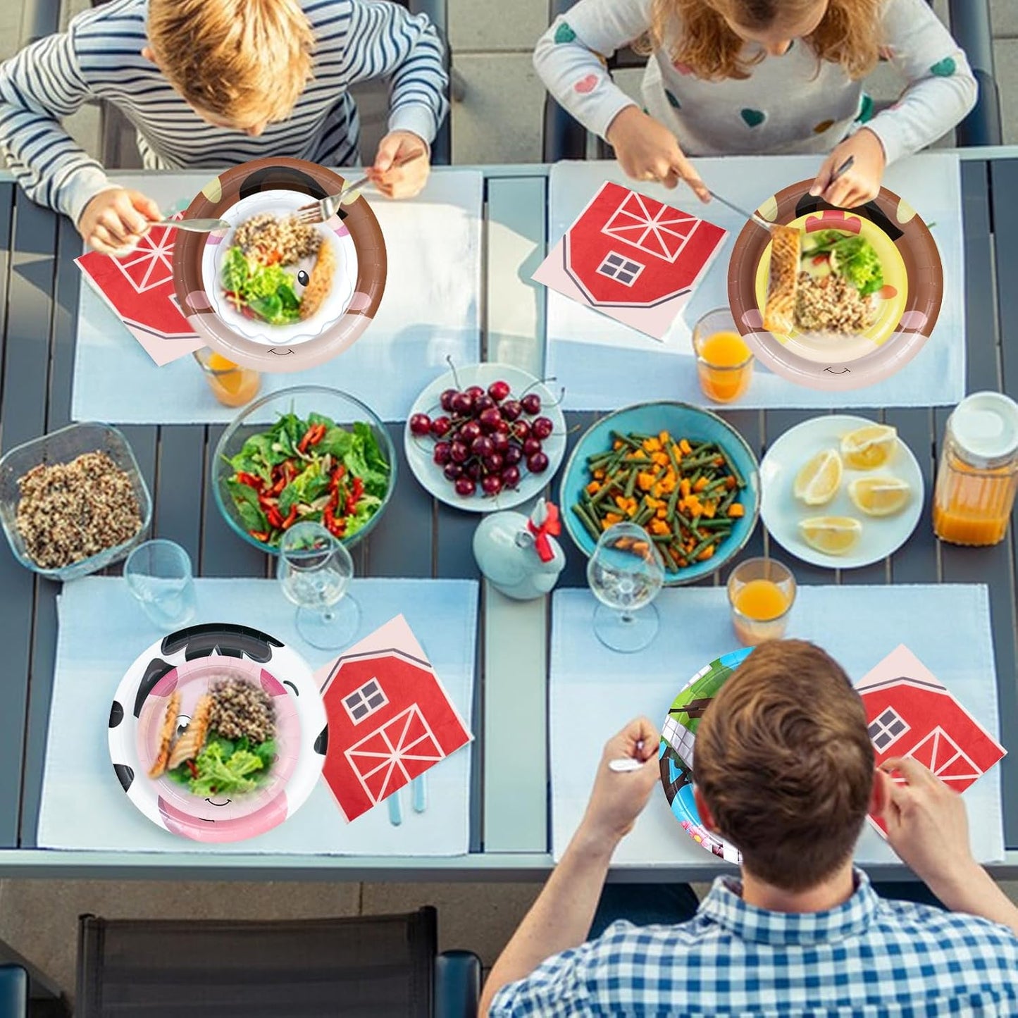 180Pcs Farm Animals Party Supplies Paper Plates and Napkins Serve 60 Disposable Tableware Set for Birthday Party Decorations Game Day Family School Holiday Sports Events