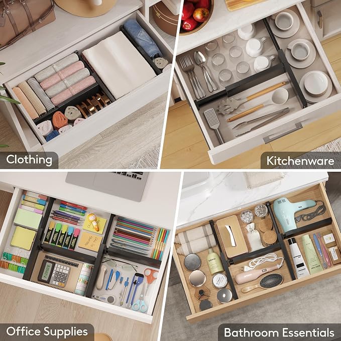 Lifewit 9 Pack Drawer Dividers 4" High, 11-17" Adjustable Drawer Organizers - Image 8