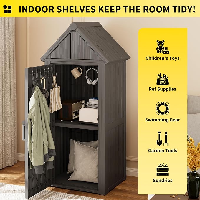Fancyango Outdoor Resin Storage Shed, Upgrade Sturdy Storage Cabinet - Image 5