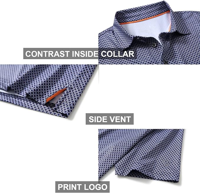 Golf Shirts for Men Dry Fit Short Sleeve Print Performance Moisture Wicking - Image 4