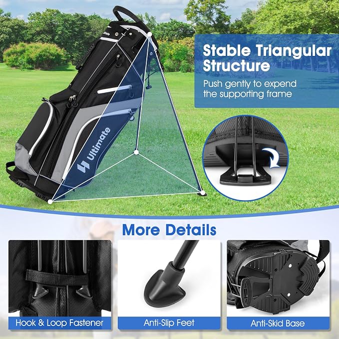 ULTIMATE 14-Way Golf Stand Bag, Portable Golf Bag w/ 6 Pockets, Cooler Bag & - Image 3