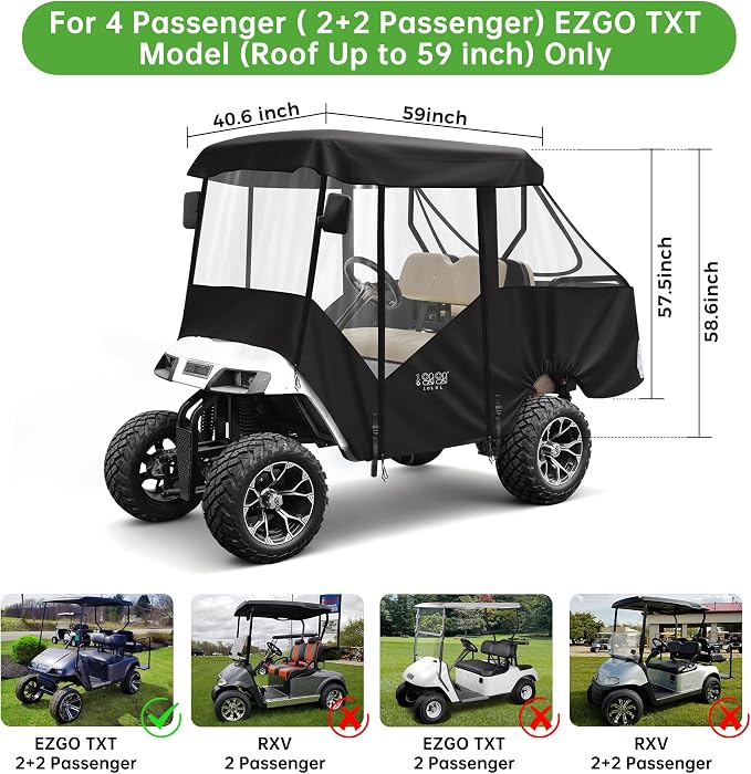10L0L 2/4 Passenger Golf Cart Driving Enclosure - Image 5