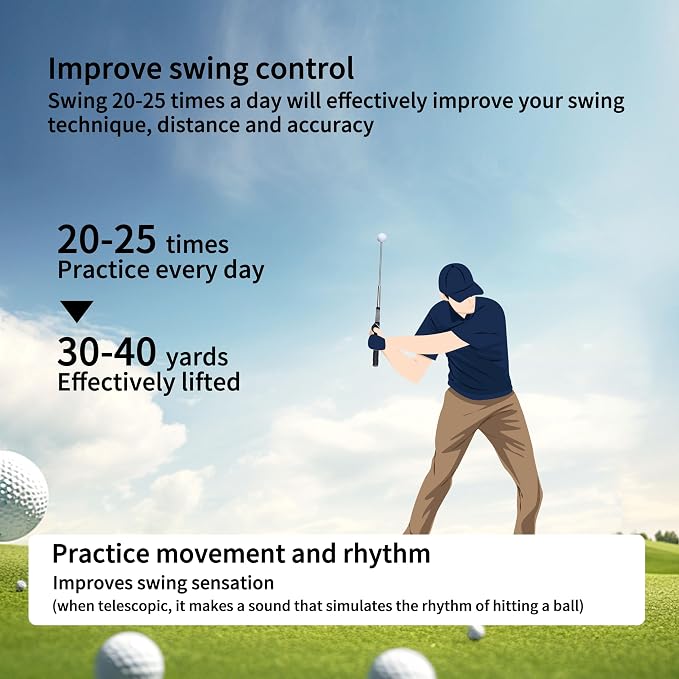 Retractable Golf Swing Training Aid, Rhythm Click Sound Warm-up Golf Swing - Image 3