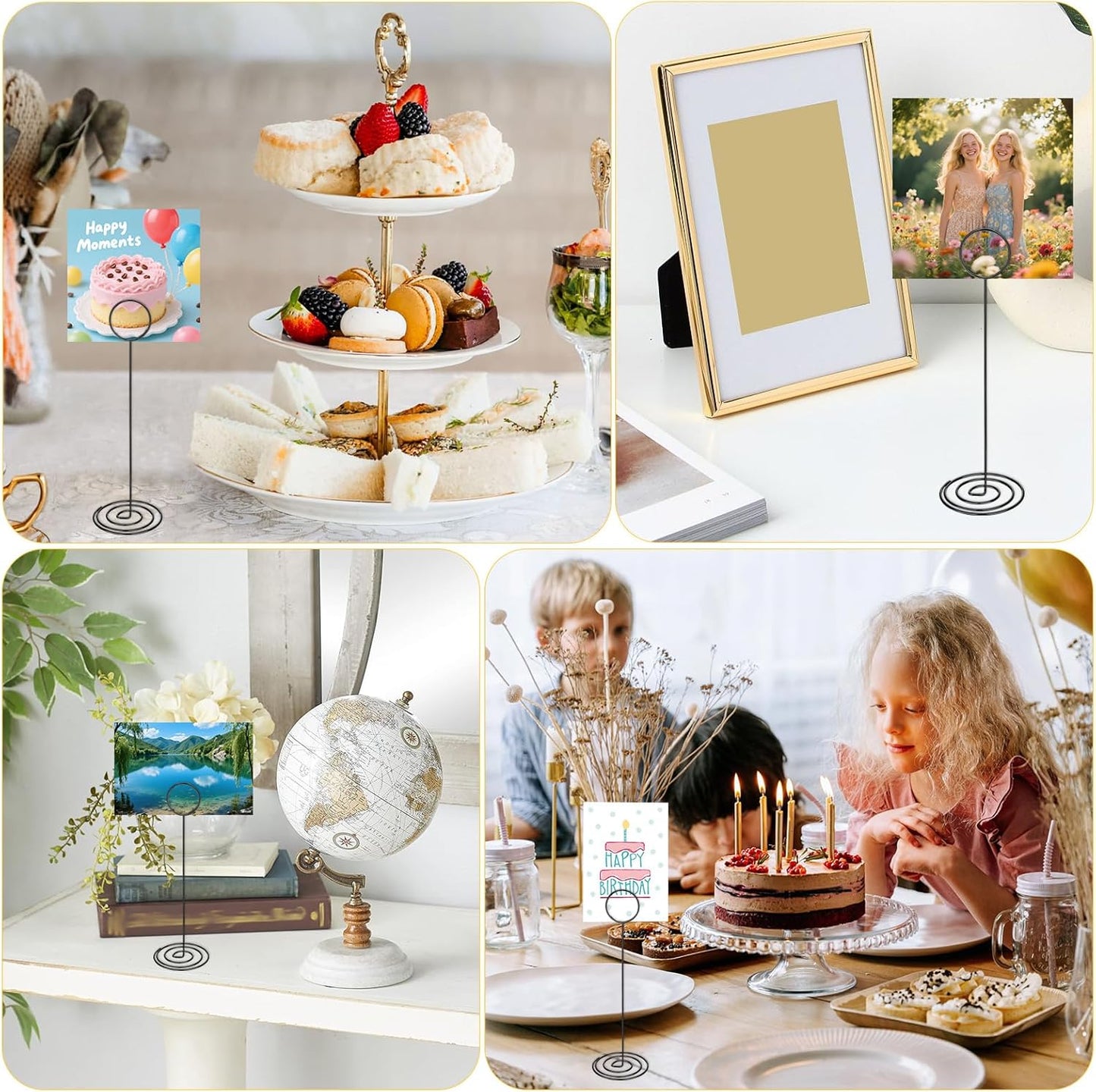 24Pcs 8.86in Wire Photo Holder Black Table Number Holder, Place Card Holders, Menu Memo Note Card Small Table Number Stands Picture Holders for Center Decoration Wedding Reception Party Birthday