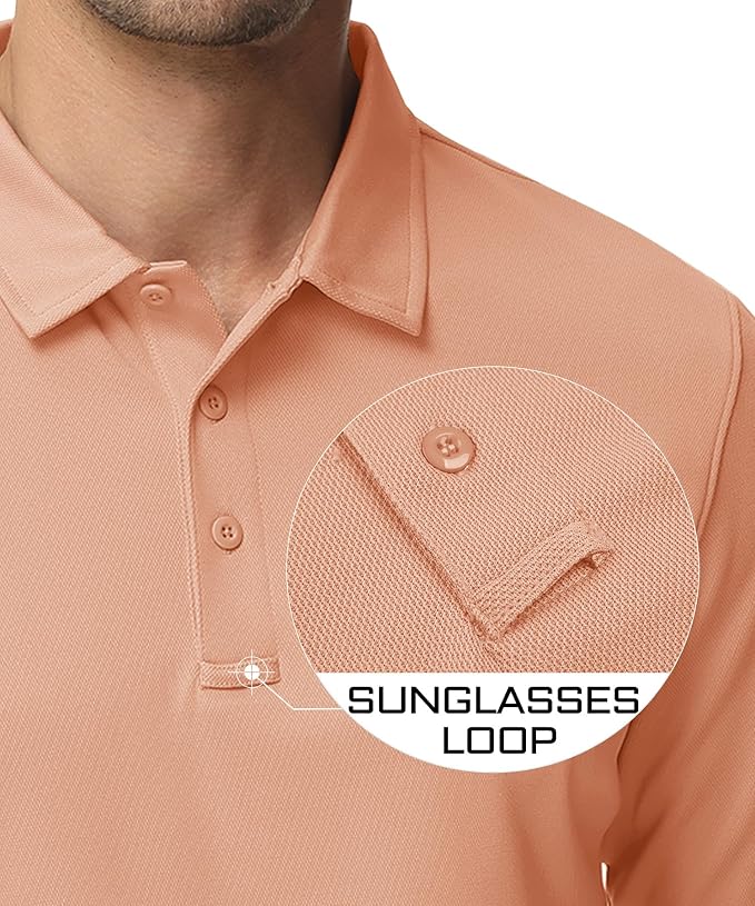 MAGCOMSEN Men's Polo Shirts 3 Button Quick Dry Performance Long Sleeve Tactical - Image 3