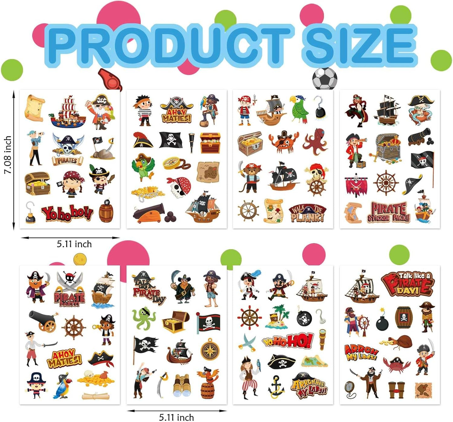 24 Sheets Pirate Stickers, Pirate Themed Stickers Variety Pack for Kids Scrapbooking, Pirate Party Favors Decorations, Pirate Stickers for Water Bottles Laptop Computer Phone