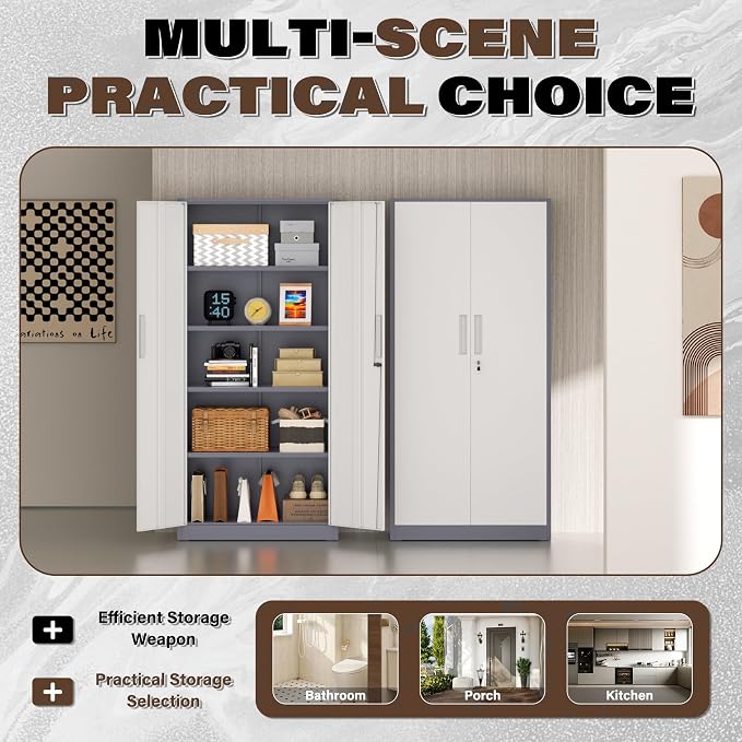 Incbruce 72” Metal Storage Cabinet, Garage Cabinets and Storage System - Image 7