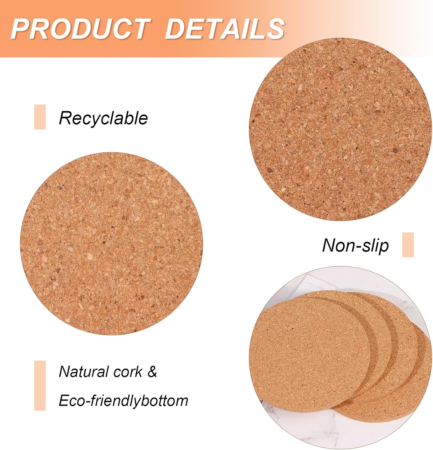 200 PCS Cork Coaster Bulk for Drink Absorbent 4 Inches Tea or Coffee Coaster Set Round Heat Resistant Bar Cup Mat Reusable Table Blank Gift for DIY Craft Holiday Wedding Birthday Party Supply