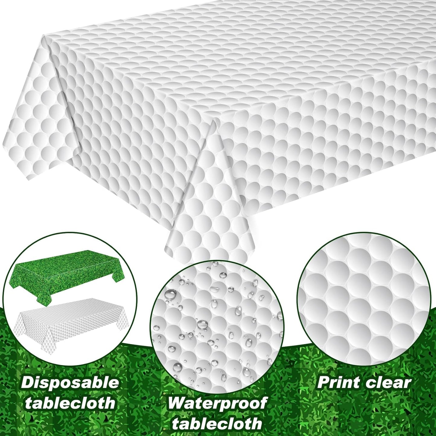 Mixweer 2 Pcs Golf Party Decorations 54 x 108 Inch Disposable Plastic Touchdown Table Cover for Golf Birthday Party Decorations