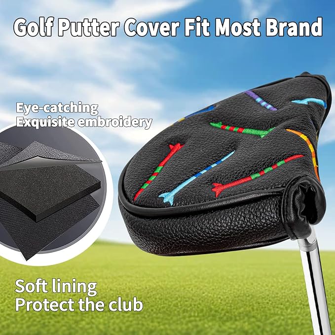 Colorful Nails Style Golf Half Mallet Putter Cover Headcover, Golf Putter Club - Image 6