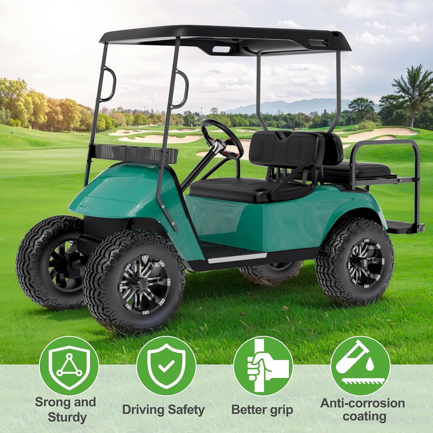 10L0L Universal Golf Cart Grab Handle Roof Struts Handle Universal Compatible with EZGO/Club Car/Yamaha Square Tube Vehicles, Easy Installation, Set of 2