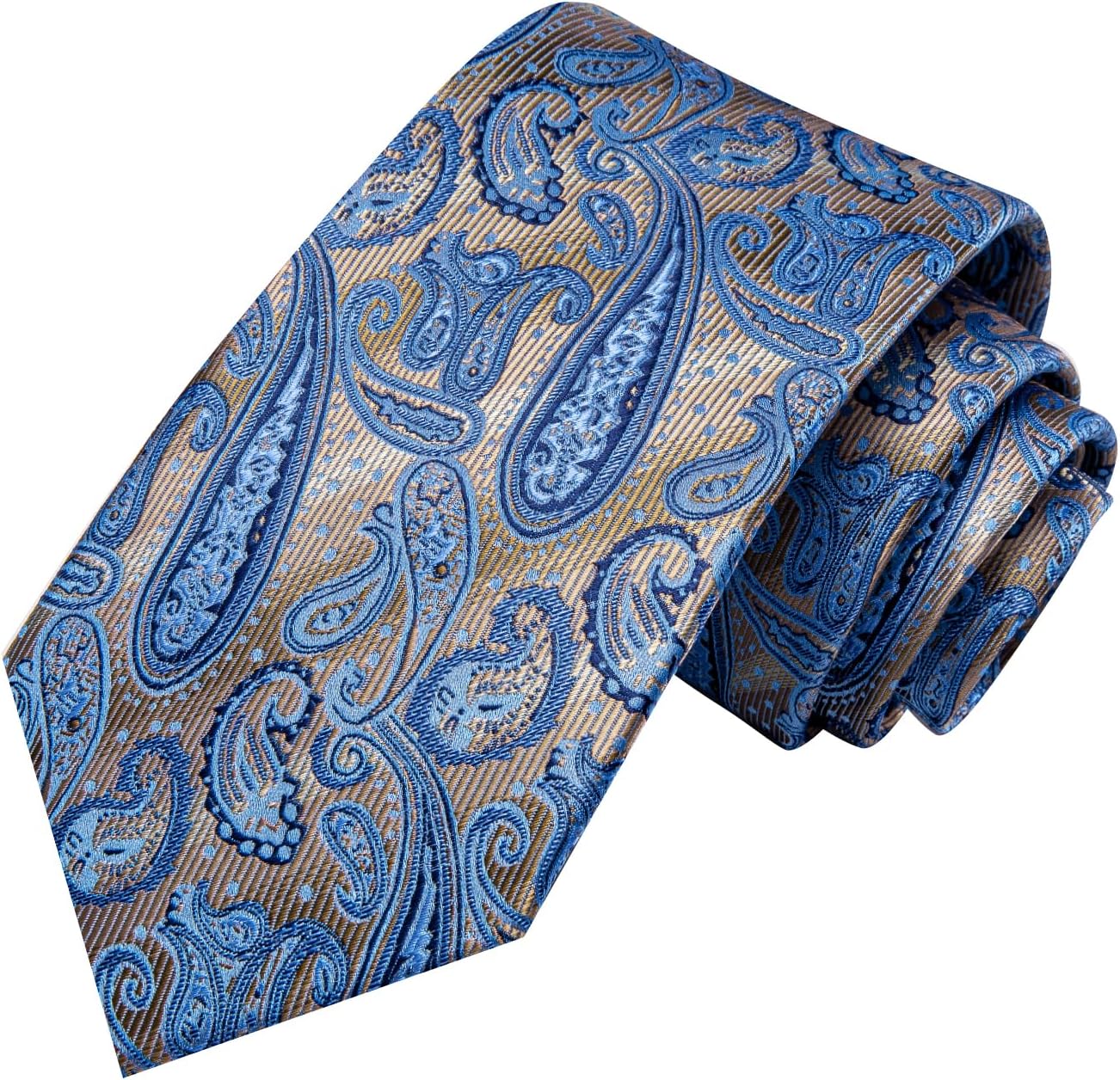Hi-Tie Men 63inches Tie Set Extra Long Necktie Paisley Tie Pocket Suqare Cufflinks Big and Tall Men Tie