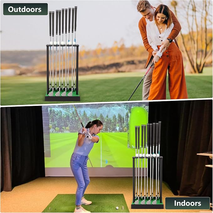 Golf Putter Stand for 9 Clubs & 7 Balls, Solid Wood Golf Club Rack, Golf Club - Image 7