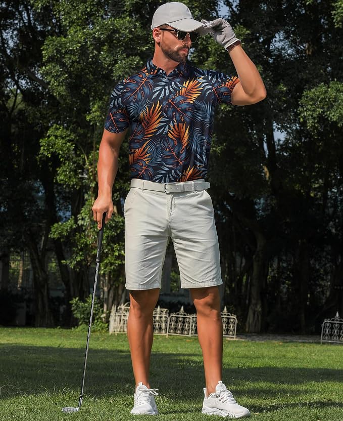 zeetoo Men's Polo Shirts Hawaiian Golf Polos Shirts Short Sleeve Performance - Image 3