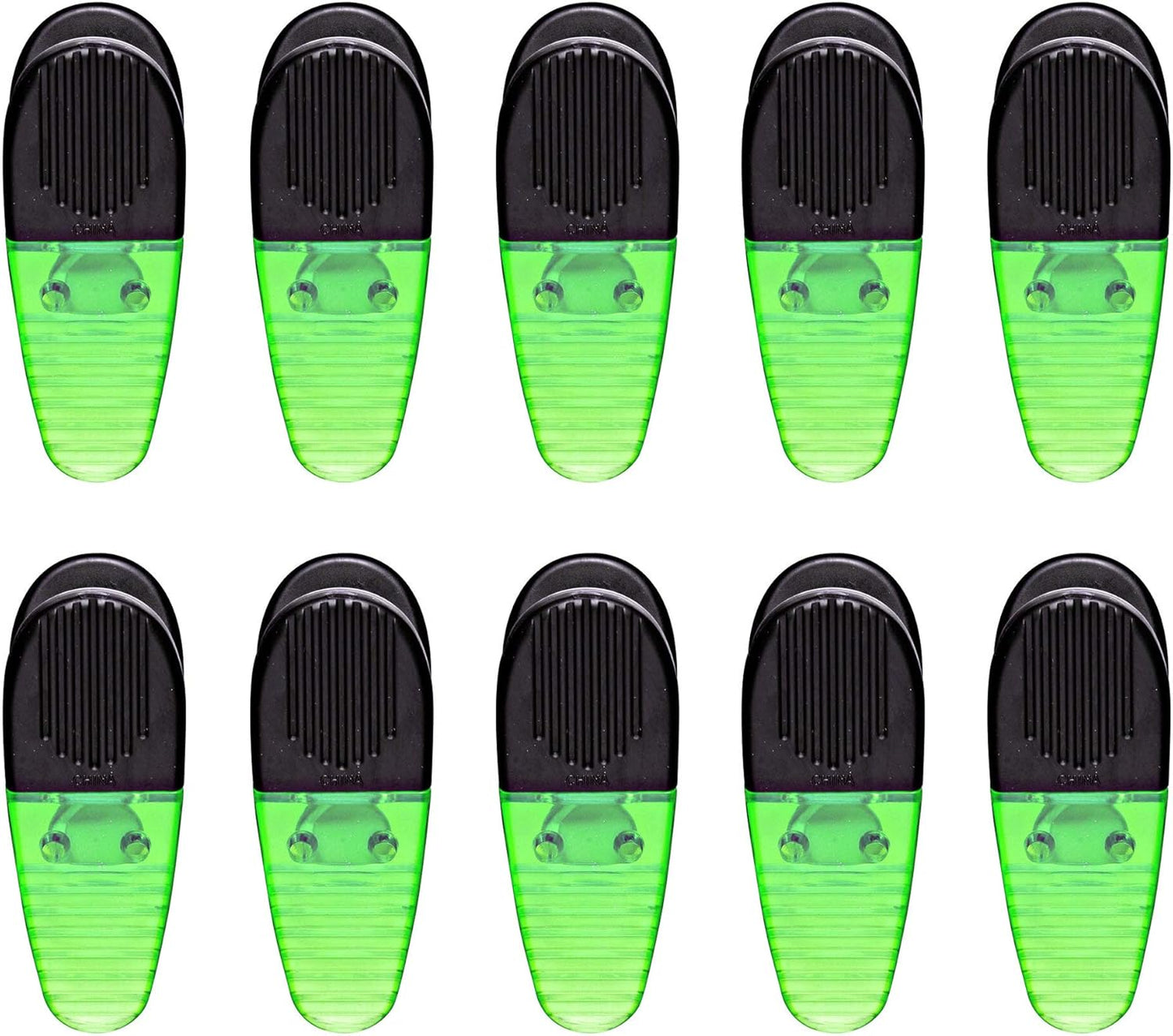 10 Magnetic Memo Holders Set - Large Clip, Plastic - TGreen