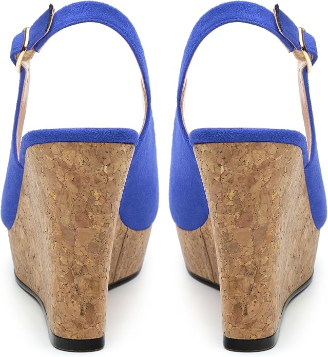 Womens Wedge Platform Sandals Peep Open Toe Slingback Buckle High Heel Dress - Image 4