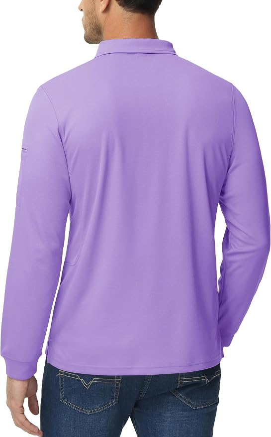 MAGCOMSEN Men's Polo Shirts 3 Button Quick Dry Performance Long Sleeve Tactical - Image 5
