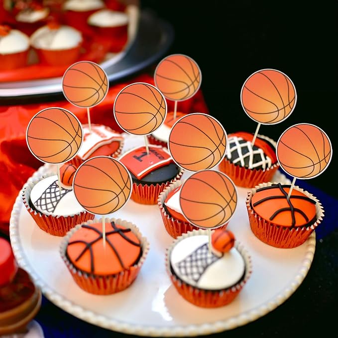 36Pcs Basketball Cupcake Toppers Star Sports Ball Cupcake Picks Decorations - Image 4
