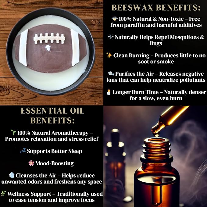All-Natural Football Candle – Eucalyptus Scent | Hand-Poured in The USA | - Image 4