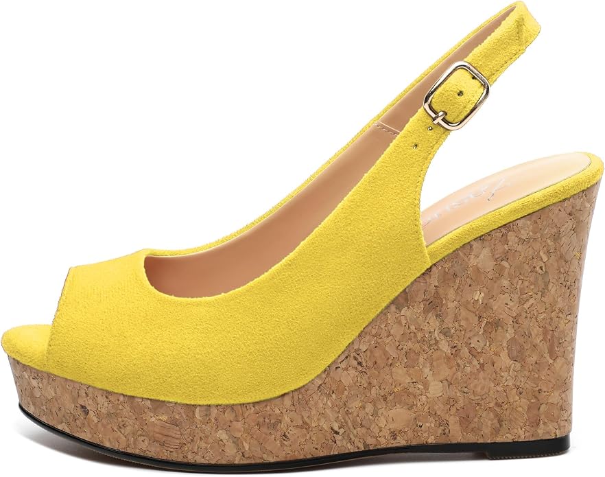 Womens Wedge Platform Sandals Peep Open Toe Slingback Buckle High Heel Dress - Image 2