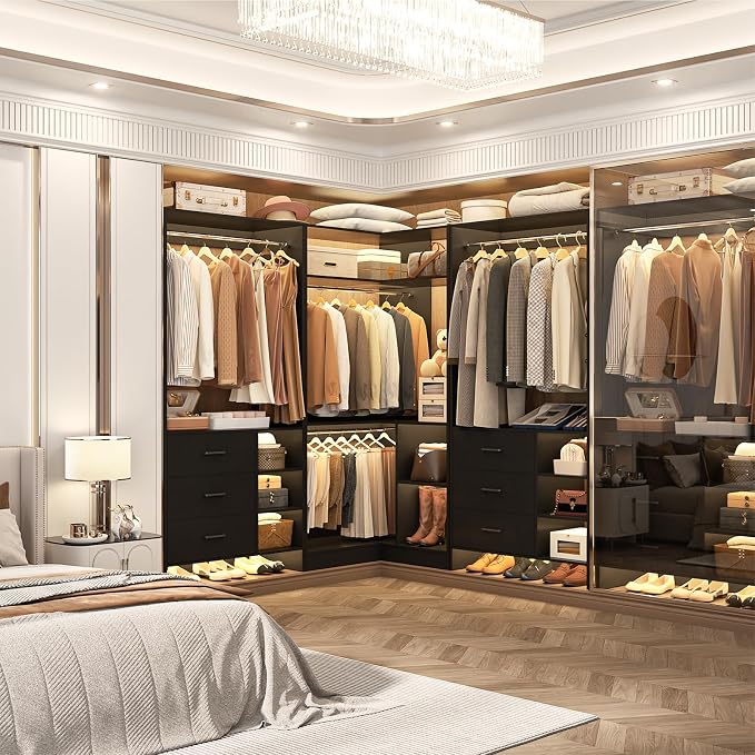 Aheaplus Closet System with 6 Drawers, 4 Hanging Rods & Corner Tower, Corner - Image 2